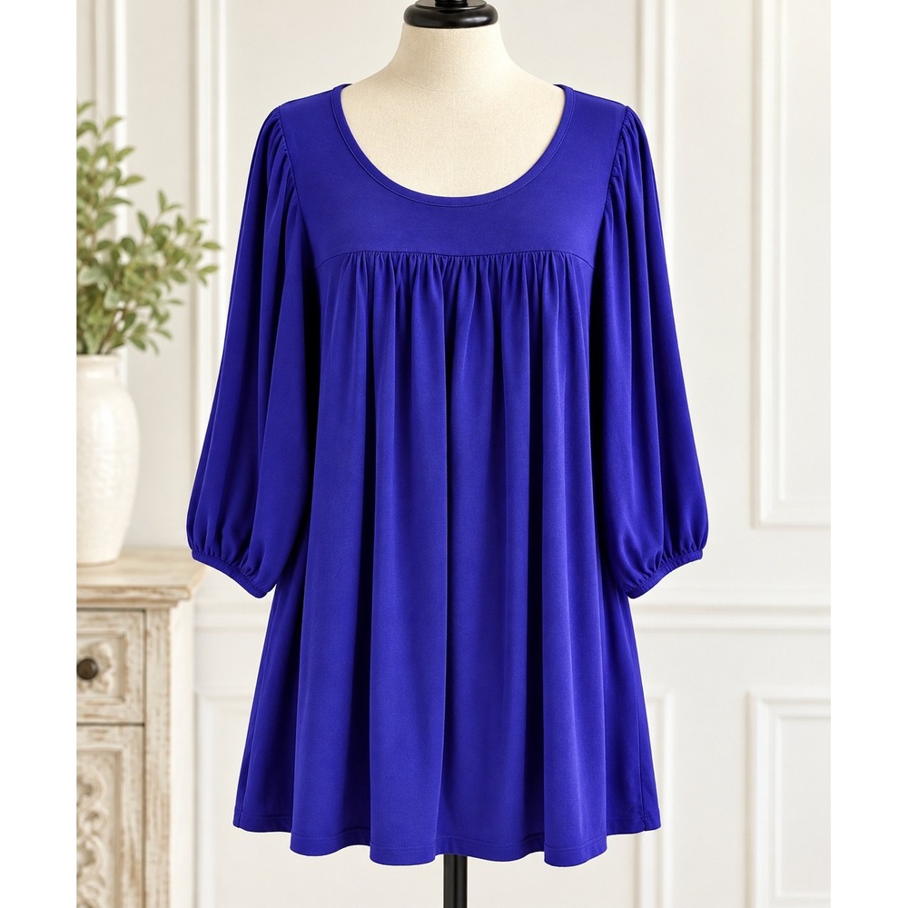 Cato Woman Purple/Blue Babydoll Tunic Top, 3/4 length Sleeve Size 22/24W
